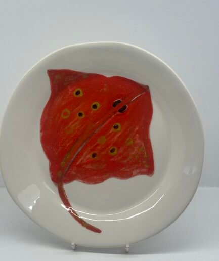 Plato de cerámica francesa pintada a mano “raya”